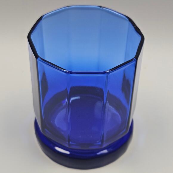 Vintage Anchor Hocking Cobalt Blue Panel Dbl Old Fashioned Glasses 9 oz Tall MCM - Picture 5 of 8